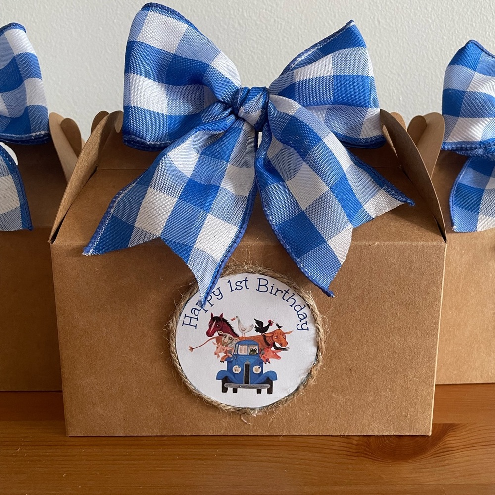 12 “Little Blue Truck” 1st Birthday Favor Boxes